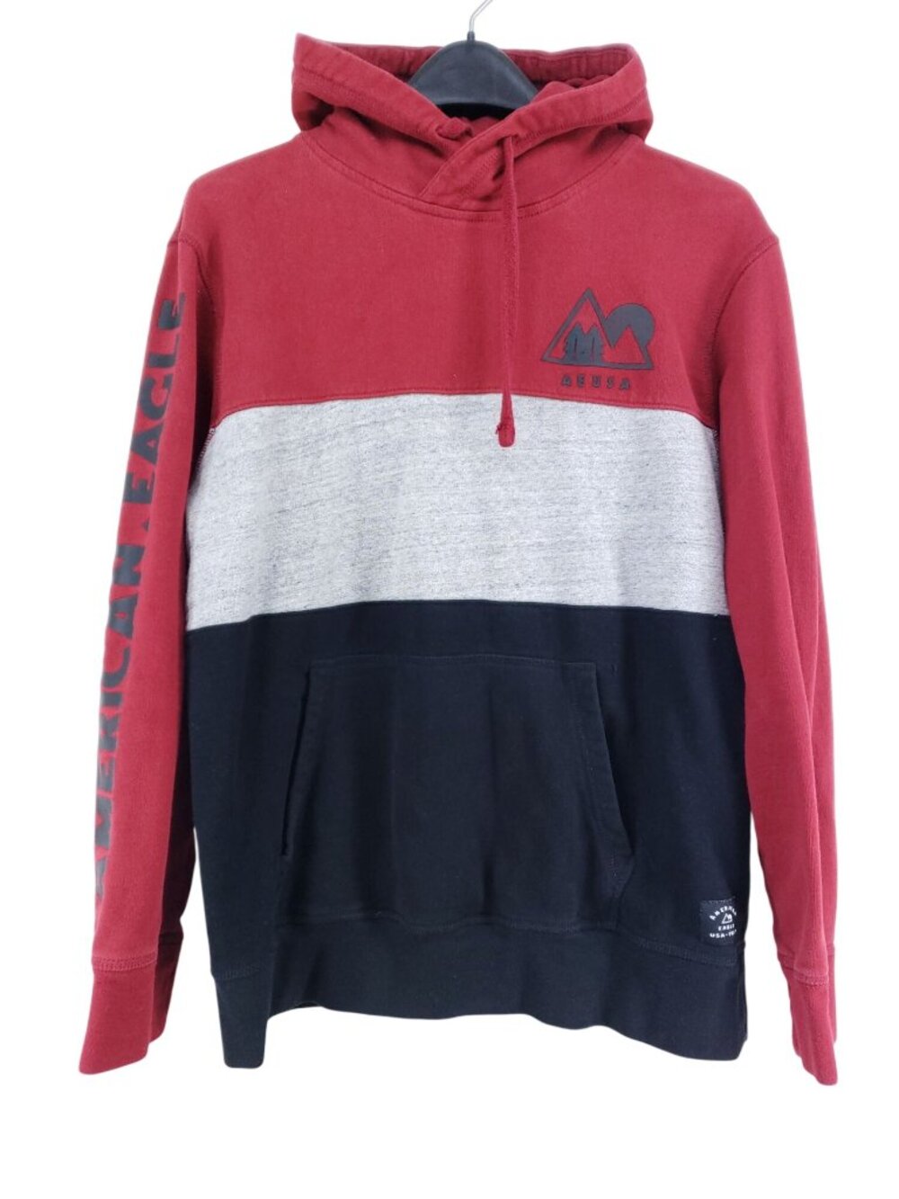 American Eagle Hooded Sweatshirt Men's Size Medium Red Color Block